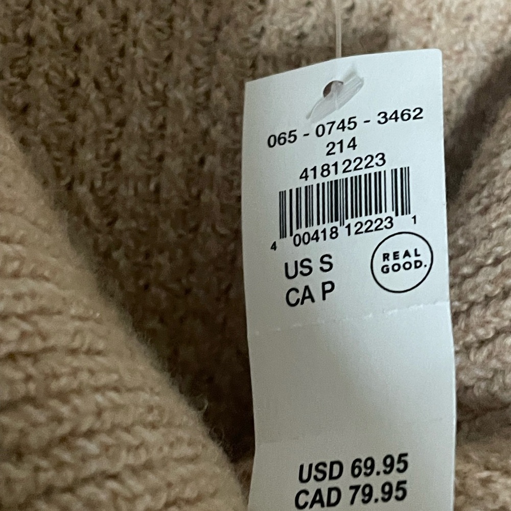 Aerie Beige  CozyUp Waffle Button Sweater in a tan color. Size Small NEW - Picture 11 of 12